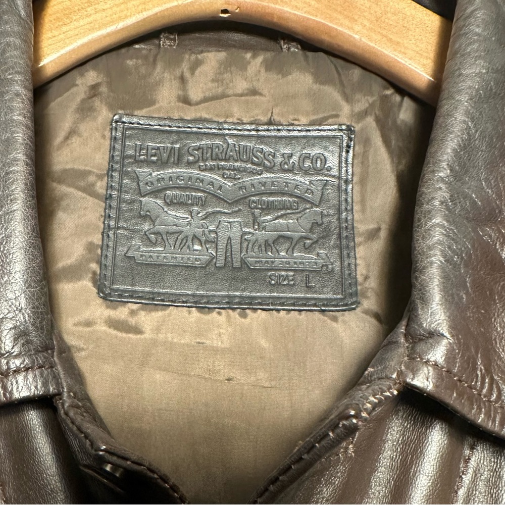 Levi’s Strauss 100% Polyester Brown Button Down Jacket Coat - Men’s Size Large - Picture 3 of 7